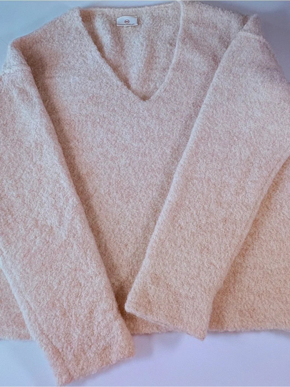 Ag Adriano Goldschmied Peach V-Neck Fuzzy Knit Sweater